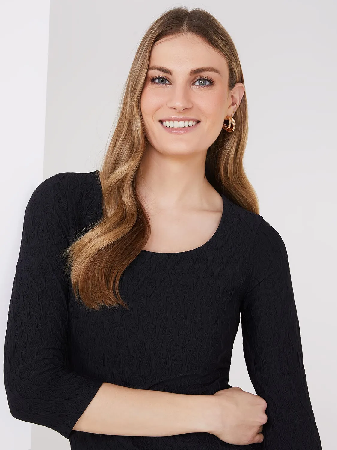 3/4 Sleeve Jacquard Print Top sold by Suzy Shier product image thumbnail 3