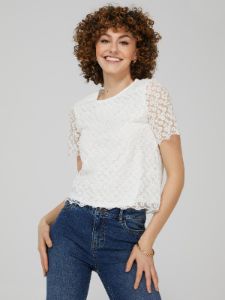 Embroidered Mesh Top With Scalloped Edges sold by Suzy Shier