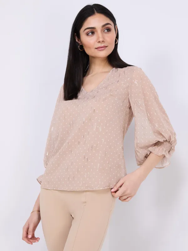 Dot Print Chiffon Popover Blouse sold by Suzy Shier