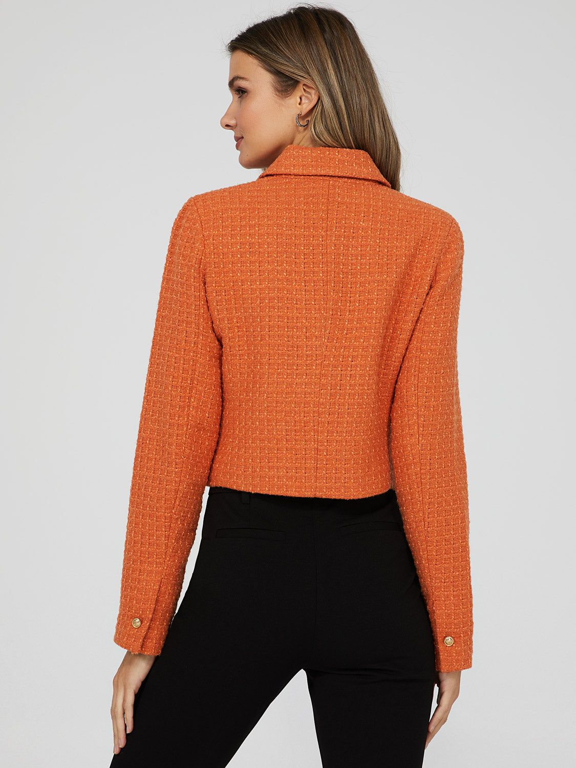 Cropped Boucle Blazer With Gold Buttons sold by Suzy Shier product image thumbnail 5