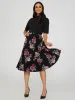 Mock Neck Midi Dress With Floral Print Pleated Skirt sold by Suzy Shier