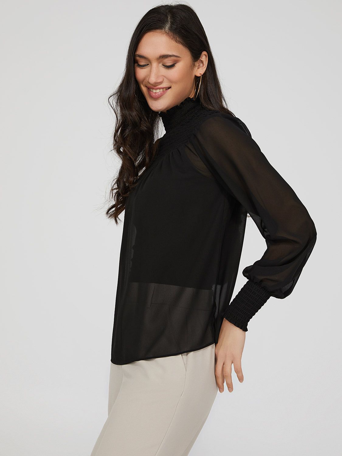 Smocked Mock Neck Blouse sold by Suzy Shier product image thumbnail 3