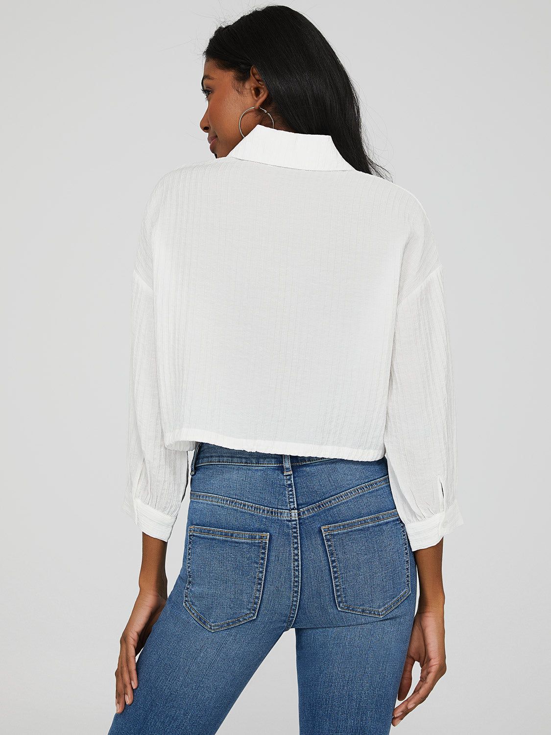 3/4 Sleeve Cropped Drawstring Blouse sold by Suzy Shier product image thumbnail 8
