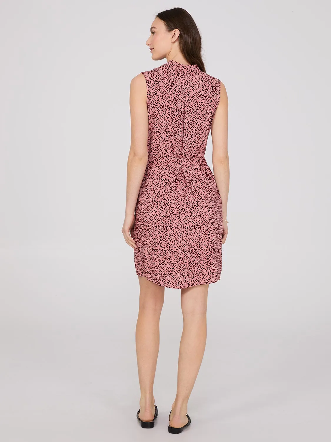 Dot Print Button-Front Mini Shirt Dress sold by Suzy Shier product image thumbnail 4