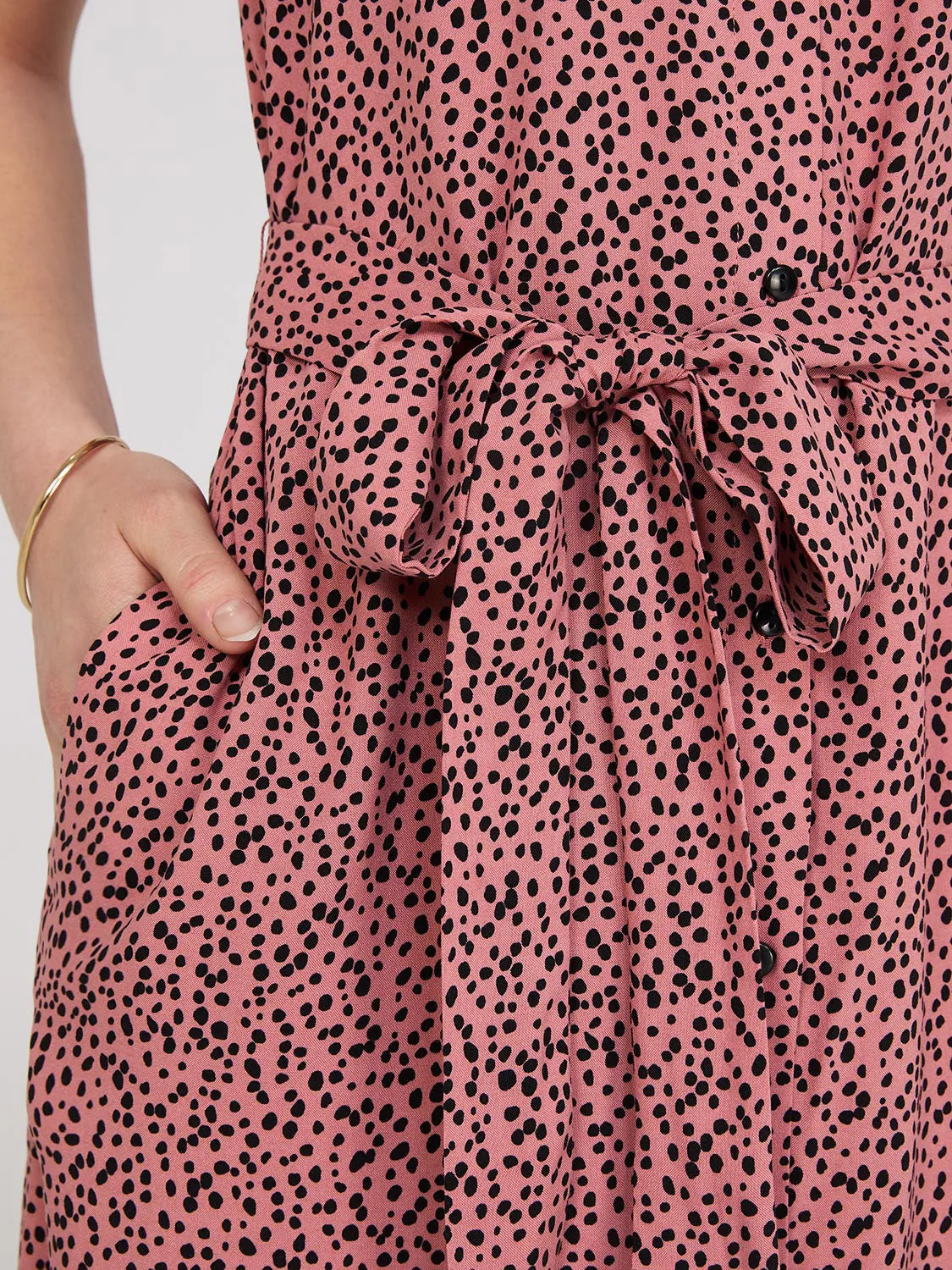Dot Print Button-Front Mini Shirt Dress sold by Suzy Shier product image thumbnail 3