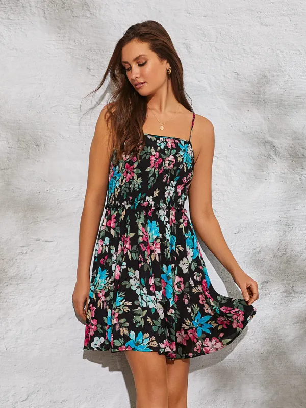Floral Print Spaghetti Strap Fit & Flare Dress sold by Suzy Shier