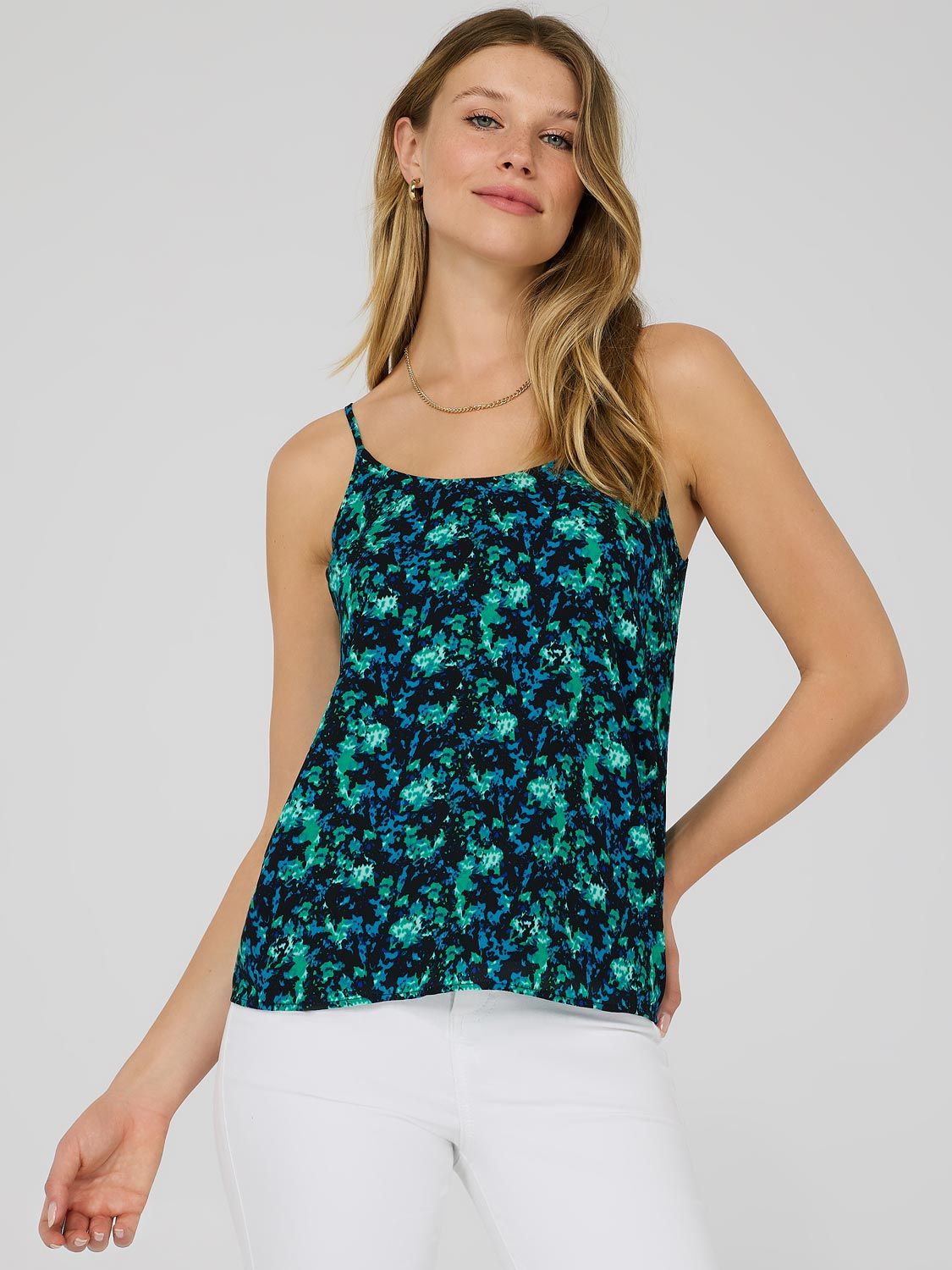 Printed Scoop Neck Tank Top sold by Suzy Shier
