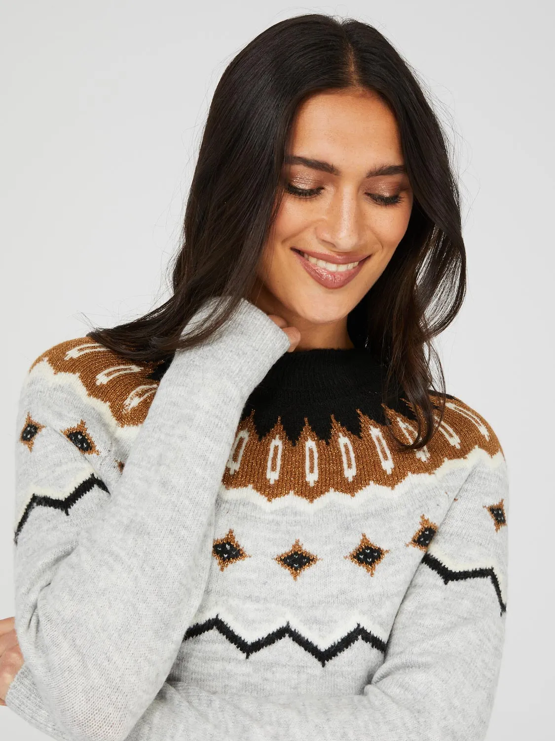 Fair Isle Pattern Crew Neck Sweater sold by Suzy Shier
