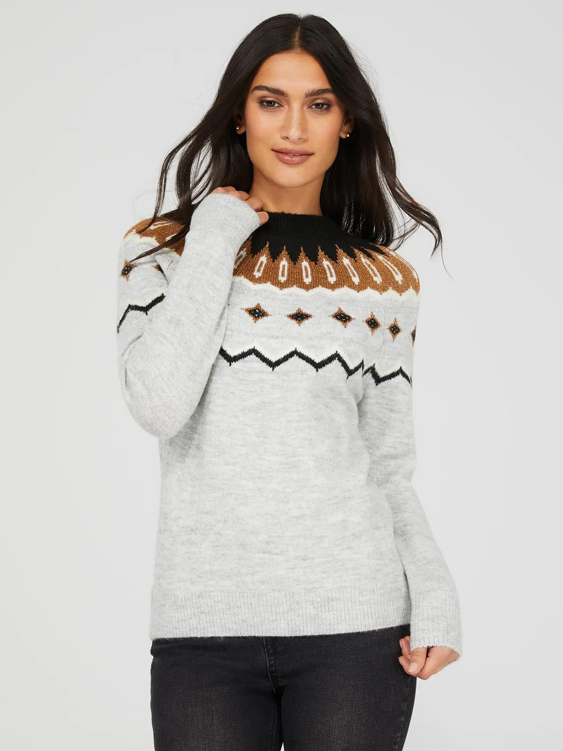 Fair Isle Pattern Crew Neck Sweater sold by Suzy Shier product image thumbnail 2