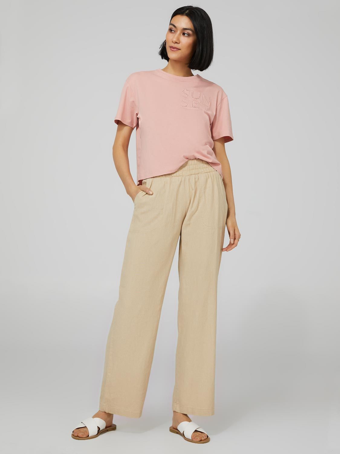 Linen Wide Leg Pull-On Pants sold by Suzy Shier