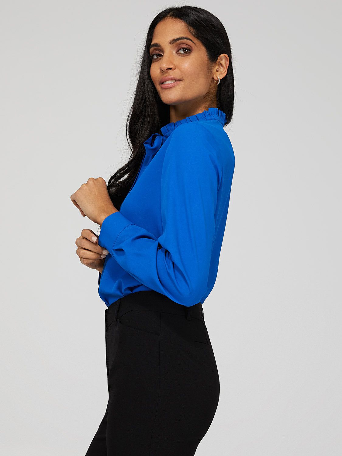 Ruffle Trim Tie Neck Blouse sold by Suzy Shier product image thumbnail 3