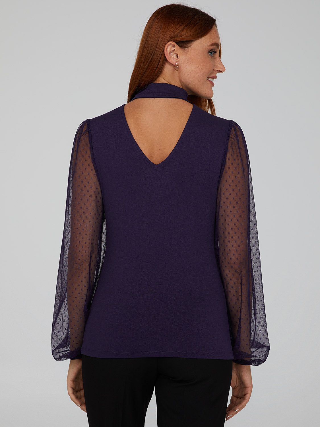 V-Back Mesh Sleeve Top sold by Suzy Shier product image thumbnail 4