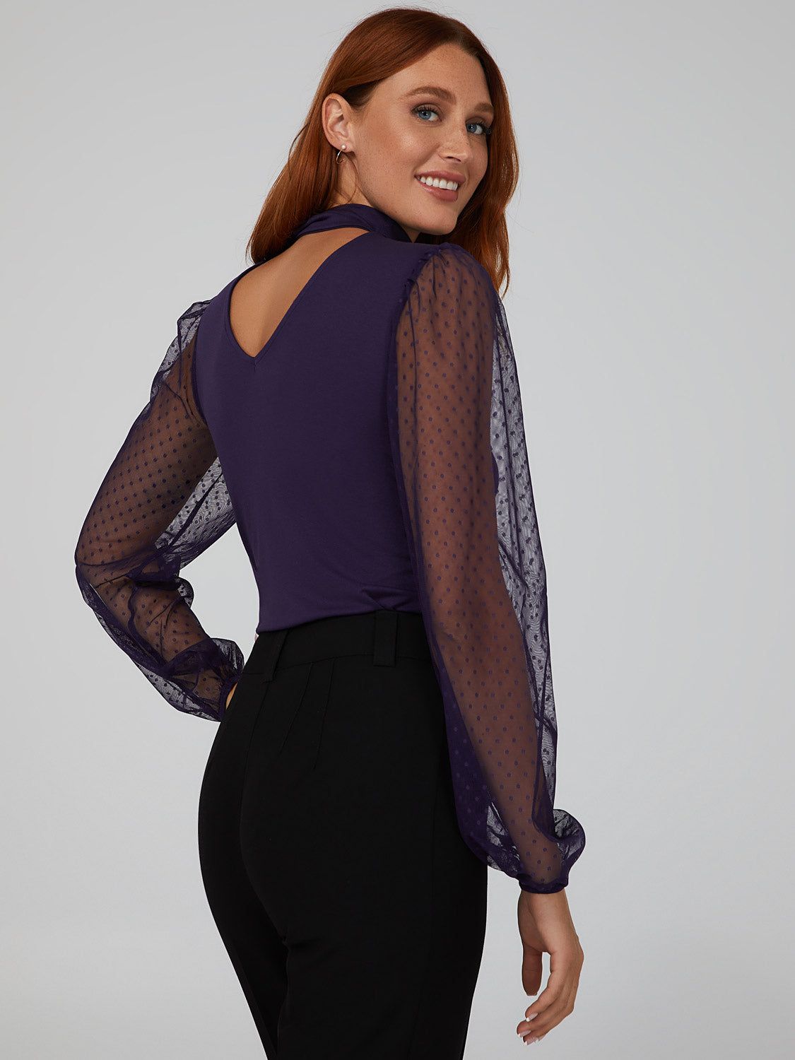 V-Back Mesh Sleeve Top sold by Suzy Shier product image thumbnail 2