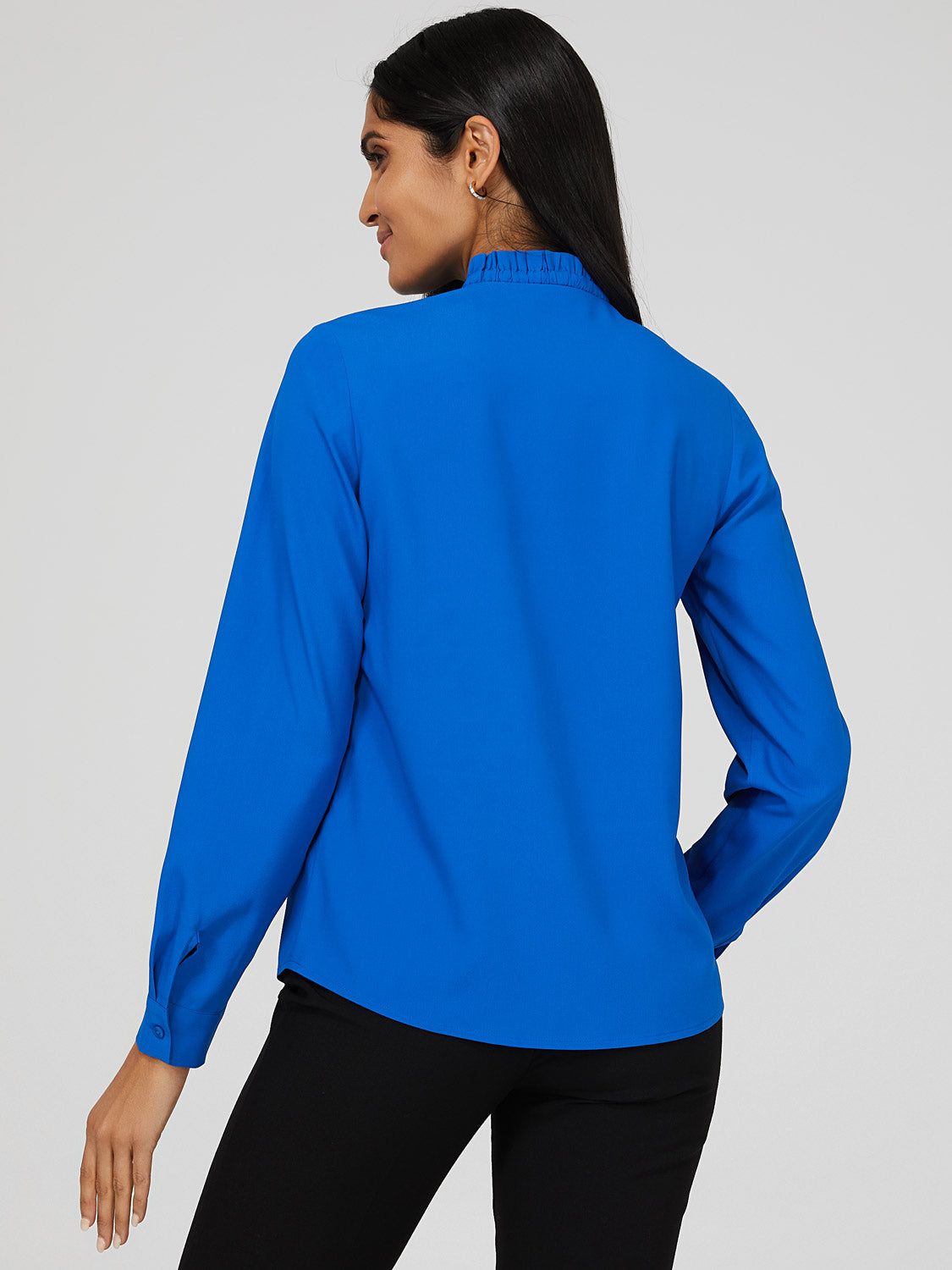 Ruffle Trim Tie Neck Blouse sold by Suzy Shier product image thumbnail 5