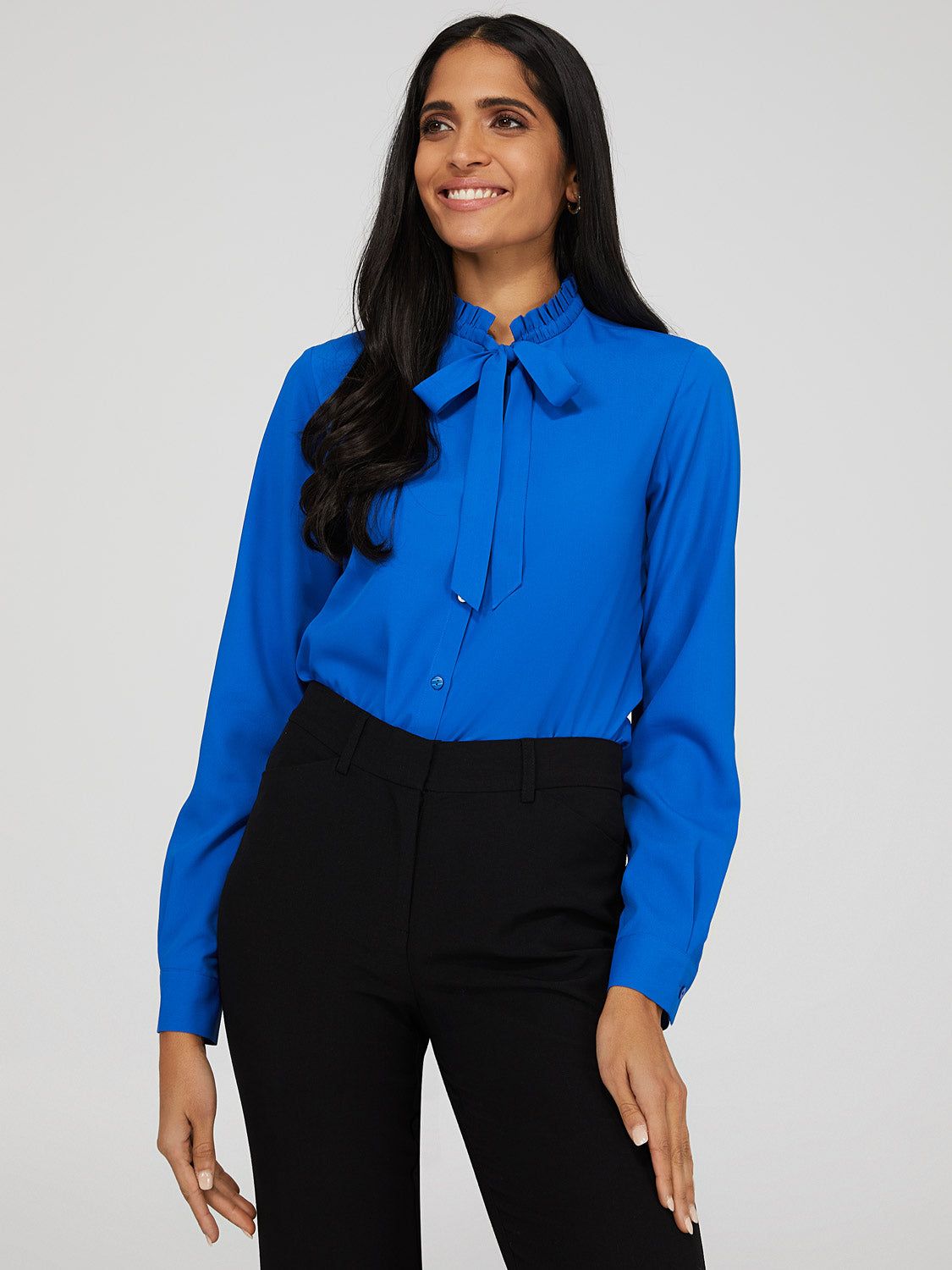 Ruffle Trim Tie Neck Blouse sold by Suzy Shier product image thumbnail 4