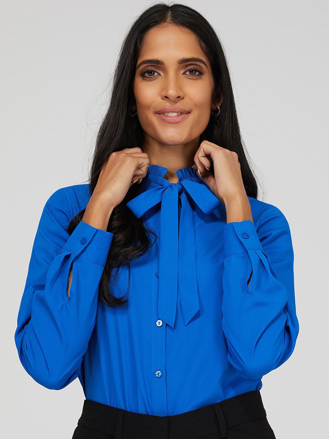 Ruffle Trim Tie Neck Blouse sold by Suzy Shier product image thumbnail 2