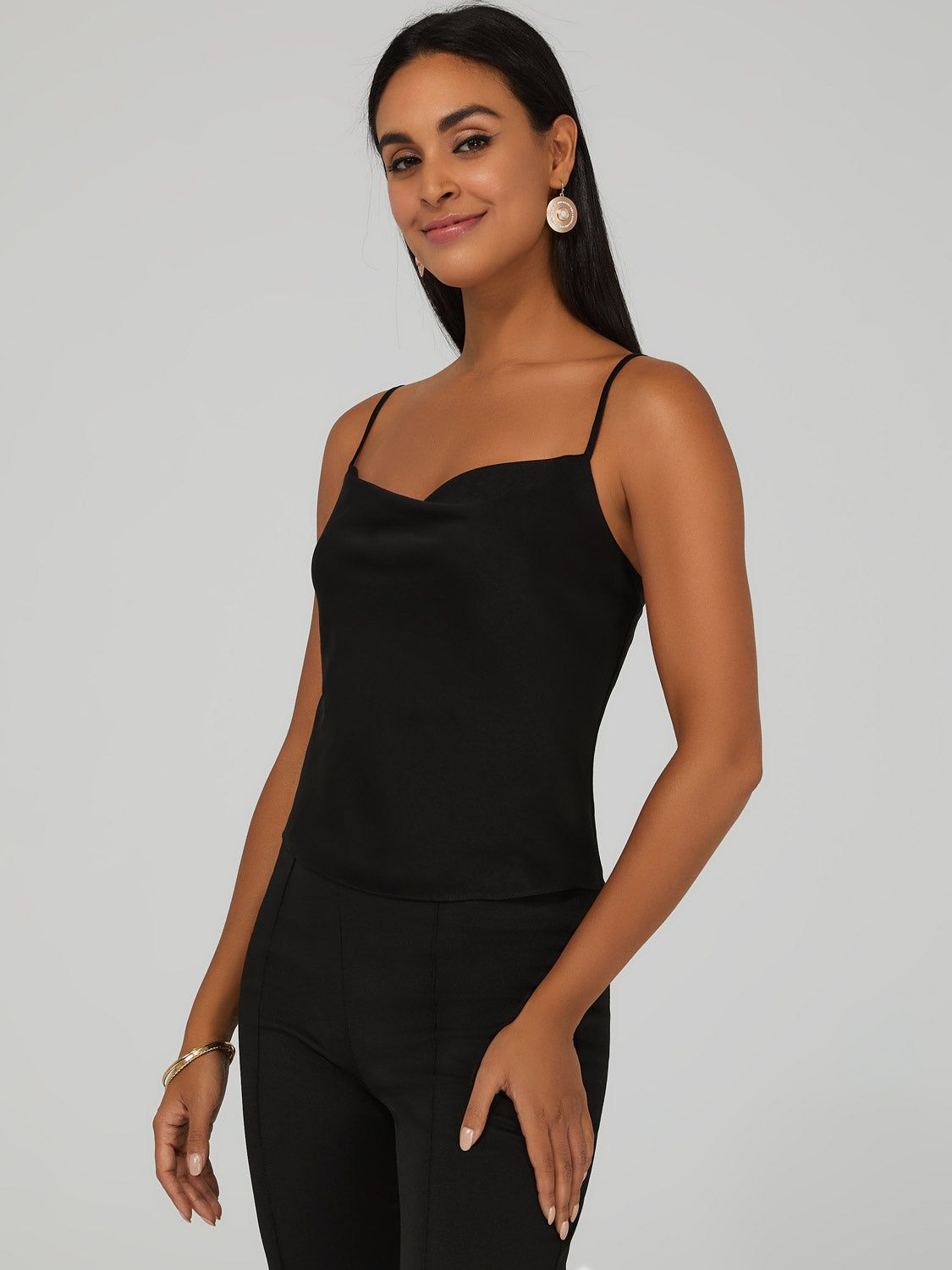 Satin Cowl Neck Top sold by Suzy Shier