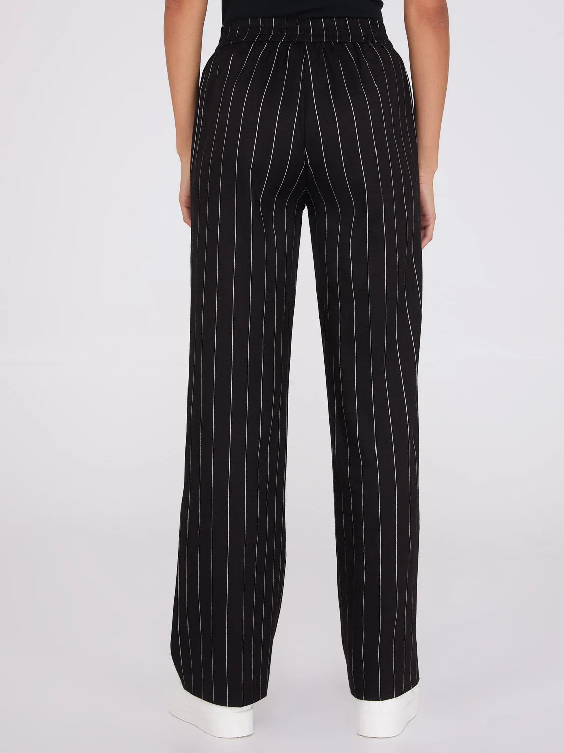 Pinstripe High-Waisted Wide-Leg Pants sold by Suzy Shier product image thumbnail 5