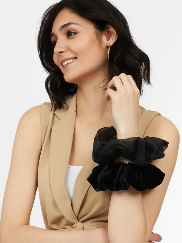 2-Pack Large Velvet & Organza Scrunchies sold by Suzy Shier