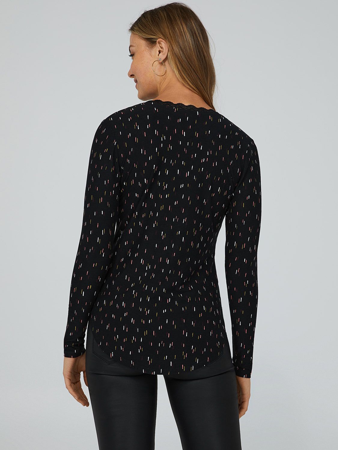 Printed Lace Trim V-Neck Top sold by Suzy Shier product image thumbnail 4