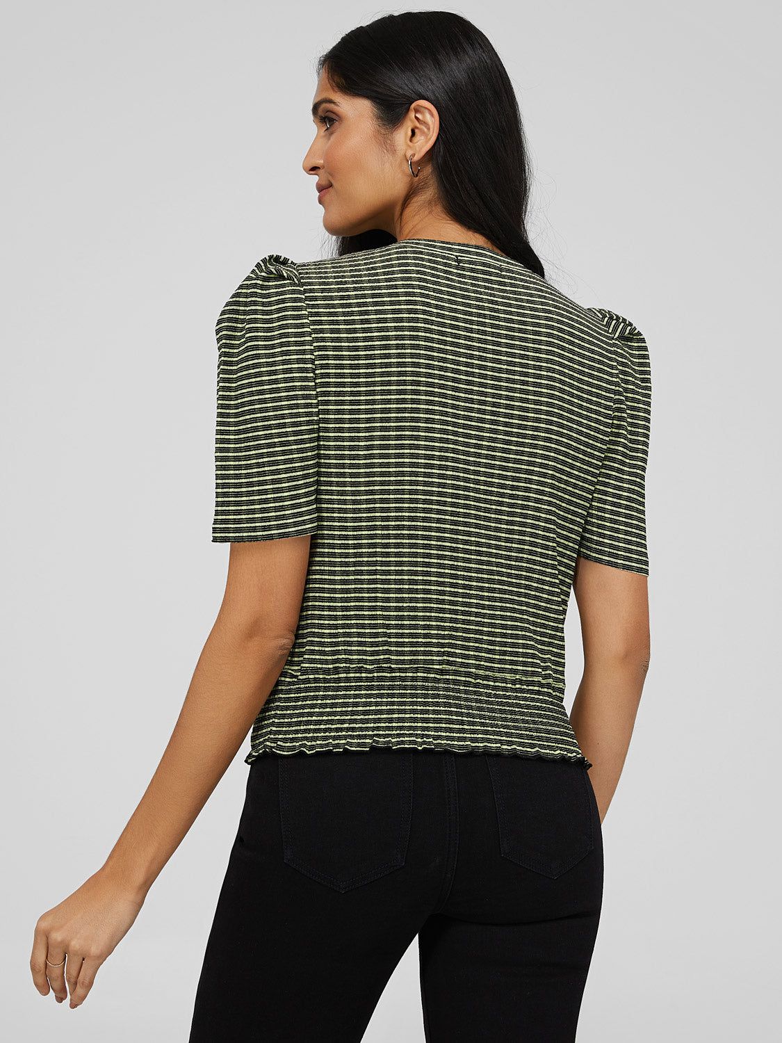 Textured Plaid Puff Sleeve Top sold by Suzy Shier product image thumbnail 4