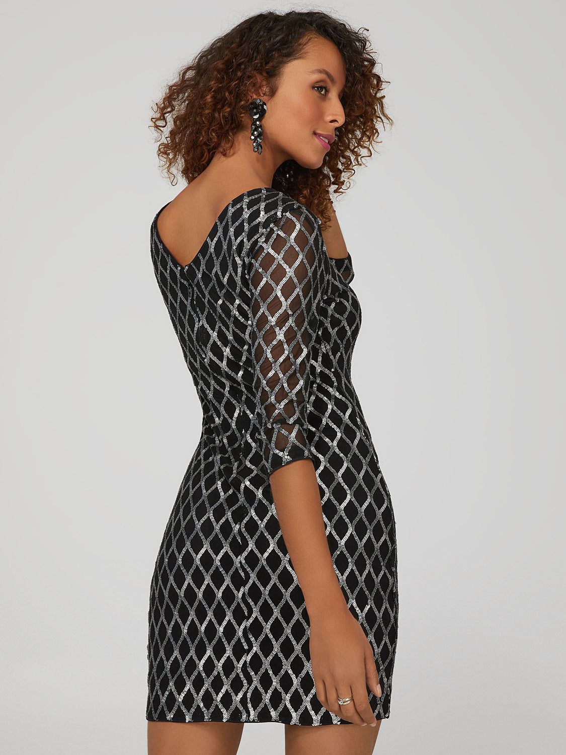 Sequin Mesh Bodycon Mini Dress sold by Suzy Shier product image thumbnail 4