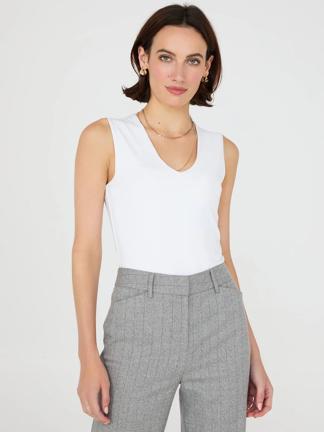 Rounded V-Neck Jersey Tank Top sold by Suzy Shier product image thumbnail 2