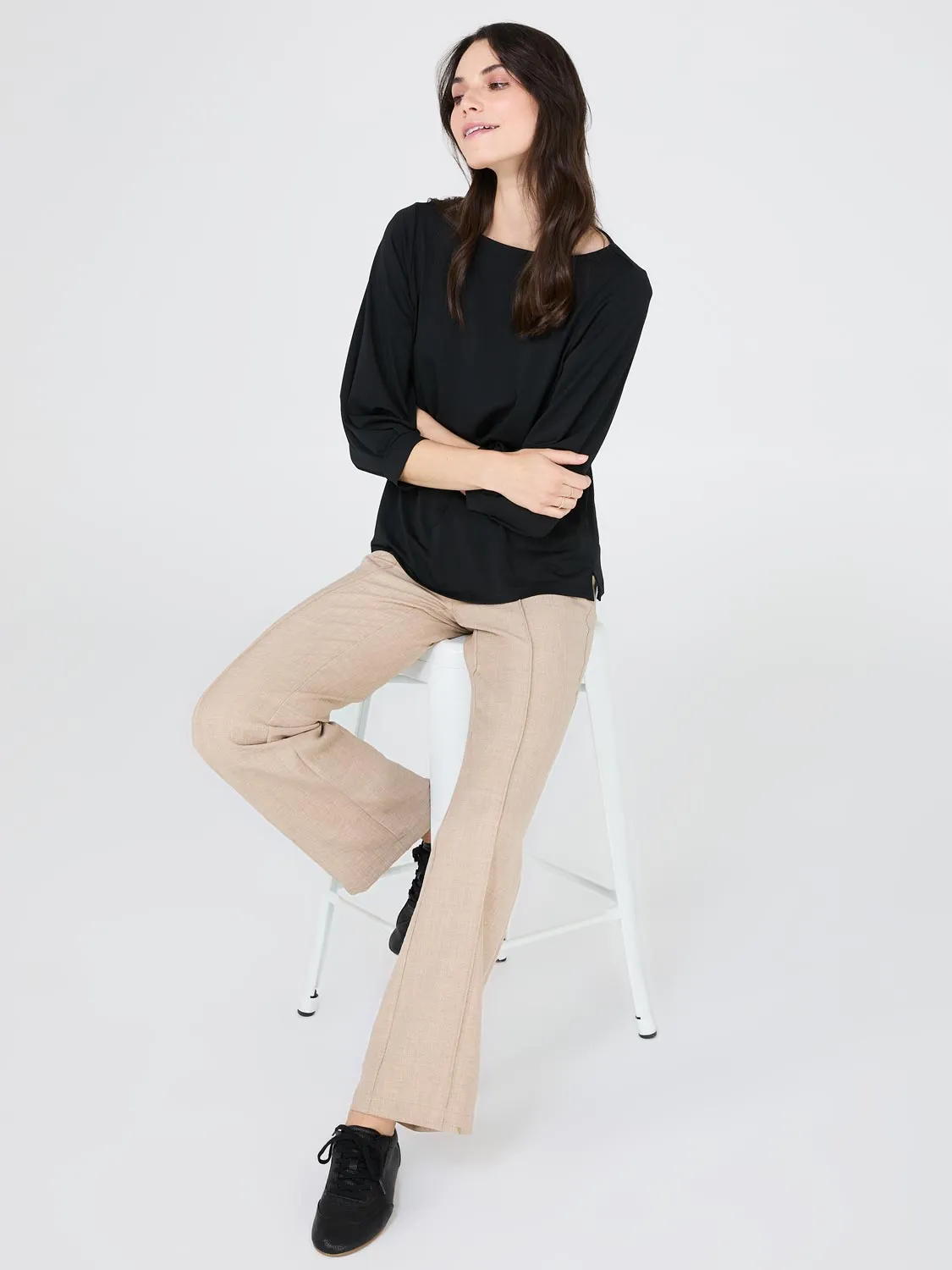 3/4 Pleated Sleeve Boat Neck Top sold by Suzy Shier product image thumbnail 2