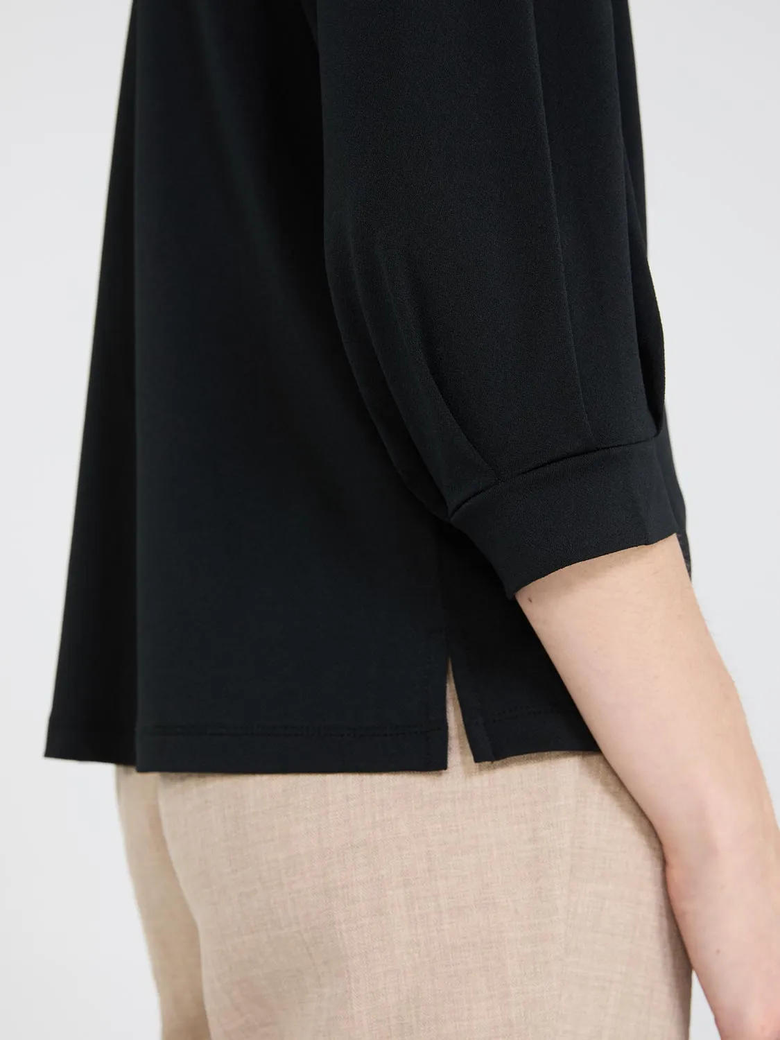 3/4 Pleated Sleeve Boat Neck Top sold by Suzy Shier product image thumbnail 3
