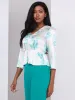 Floral Print Satin Button-Front Peplum Blouse sold by Suzy Shier
