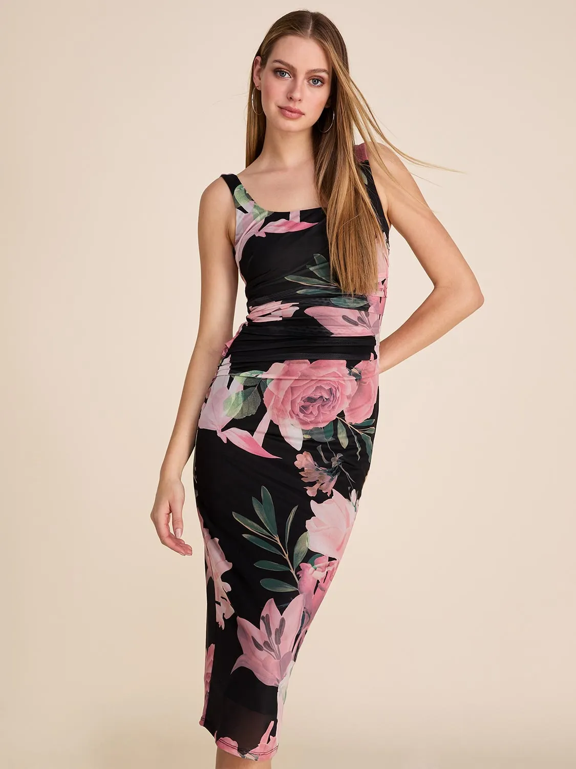 Square Neck Ruched Midi Dress sold by Suzy Shier product image thumbnail 2