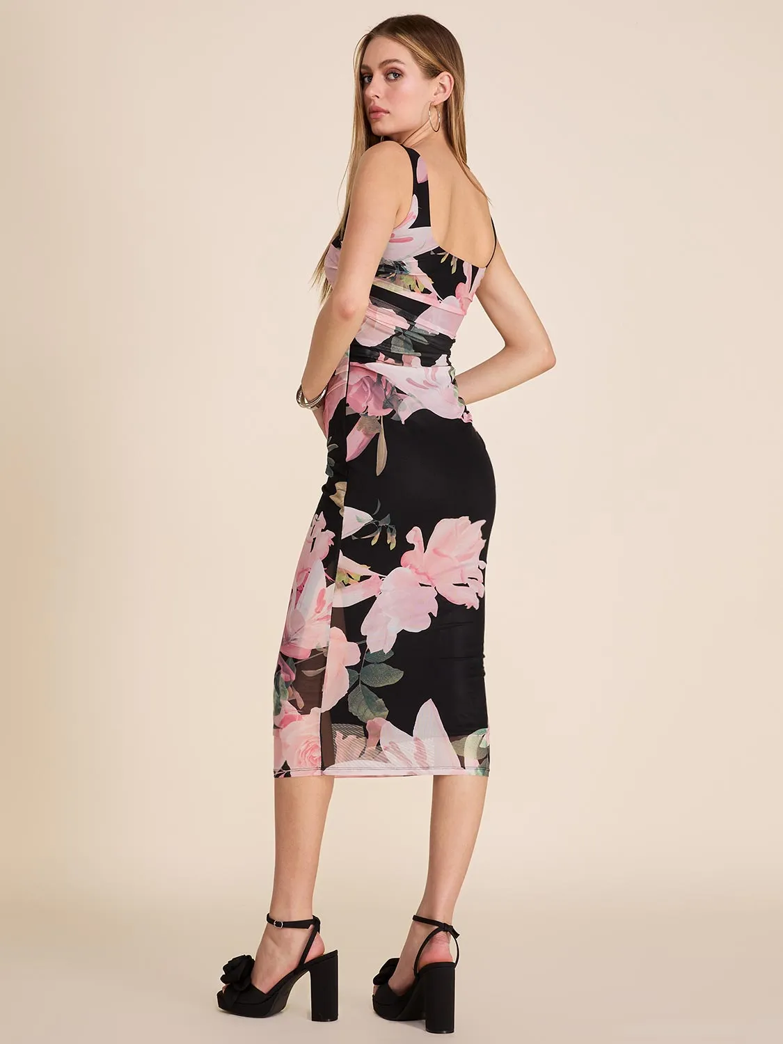 Square Neck Ruched Midi Dress sold by Suzy Shier product image thumbnail 4