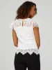 Lace Crew Neck Top With Scalloped Cap Sleeves sold by Suzy Shier