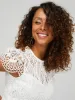 Lace Crew Neck Top With Scalloped Cap Sleeves sold by Suzy Shier