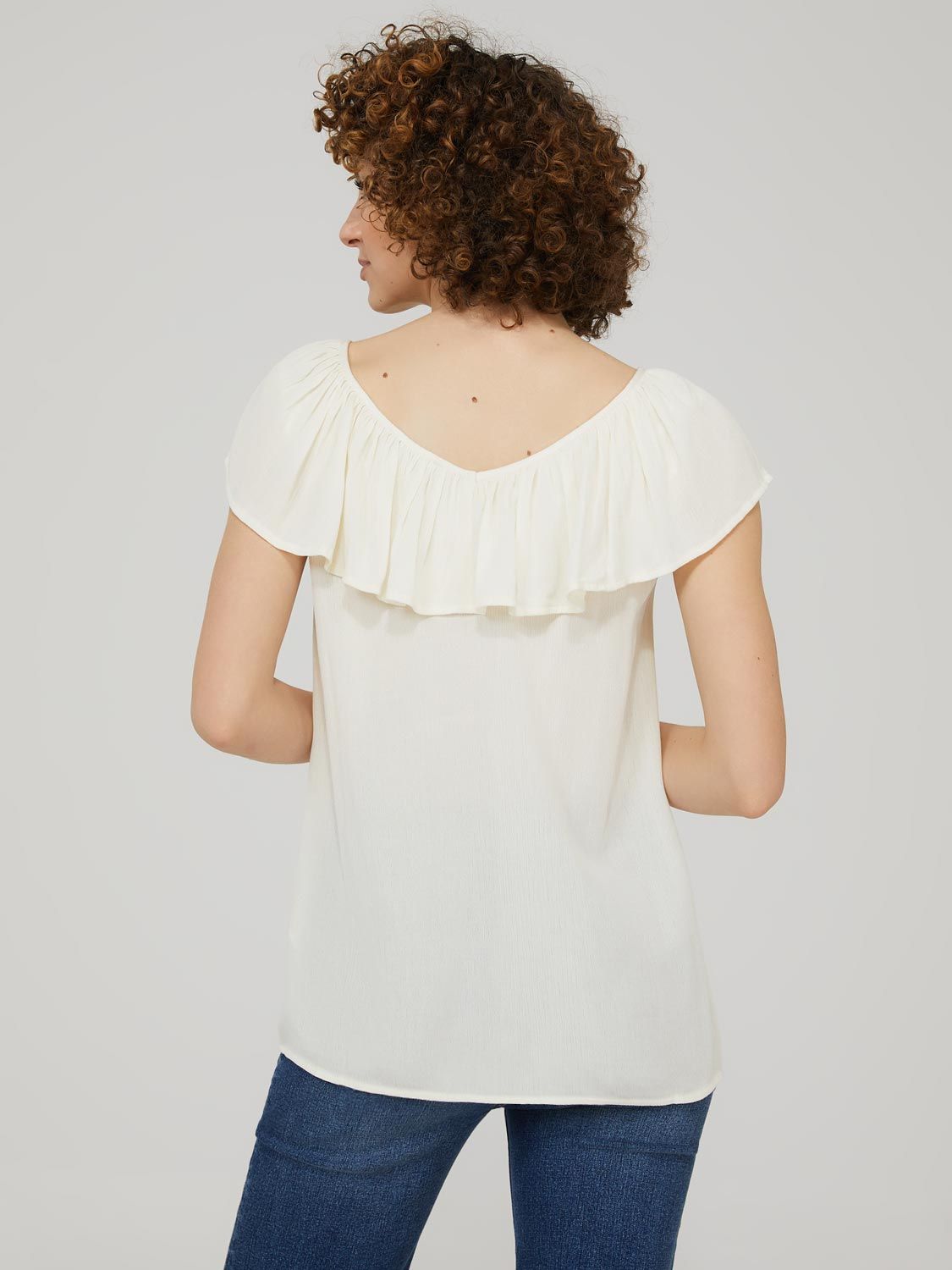 Ruffle Neckline Sleeveless Top sold by Suzy Shier product image thumbnail 4