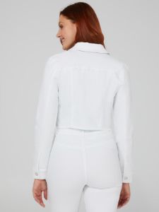 White Cropped Raw Edge Denim Jacket sold by Suzy Shier