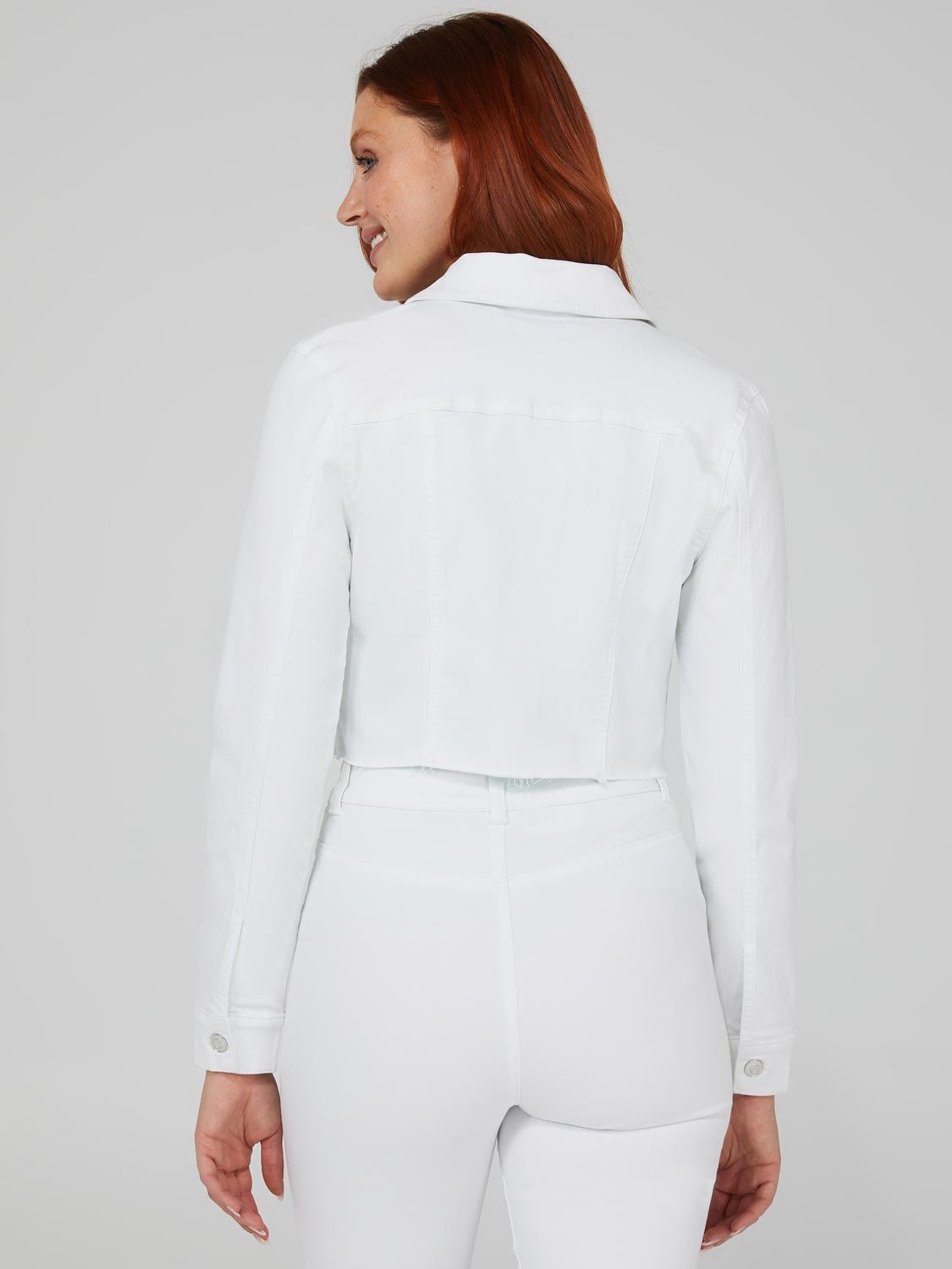 White Cropped Raw Edge Denim Jacket sold by Suzy Shier product image thumbnail 5