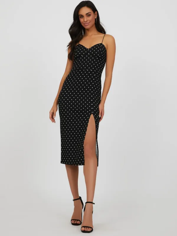 Bustier Polka Dot Midi Sheath Dress sold by Suzy Shier