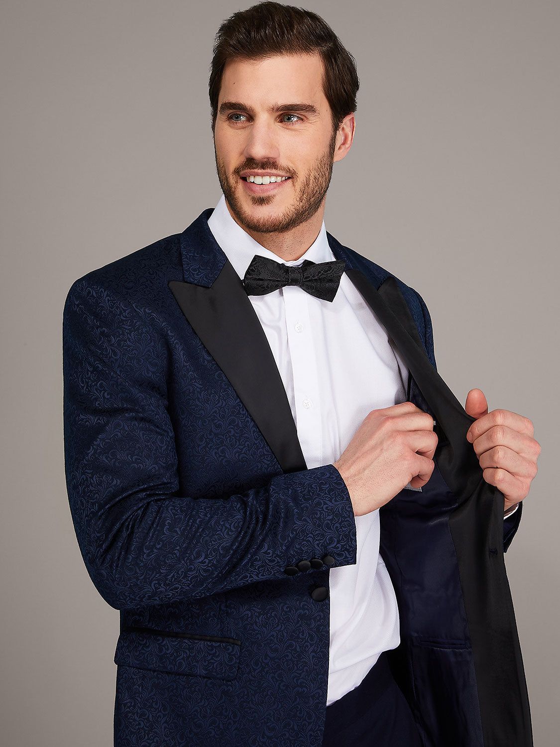 Jacquard Contemporary Fit Suit Jacket With Satin Pique Lapel sold by Suzy Shier product image thumbnail 3