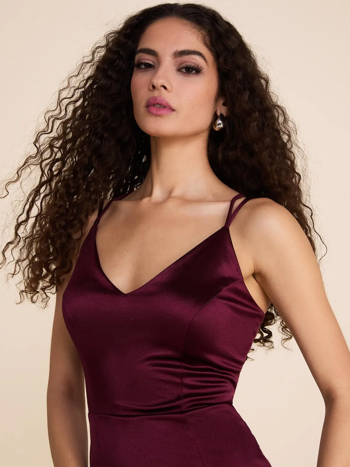 Open Back Satin Gown With Back Train sold by Suzy Shier product image thumbnail 4