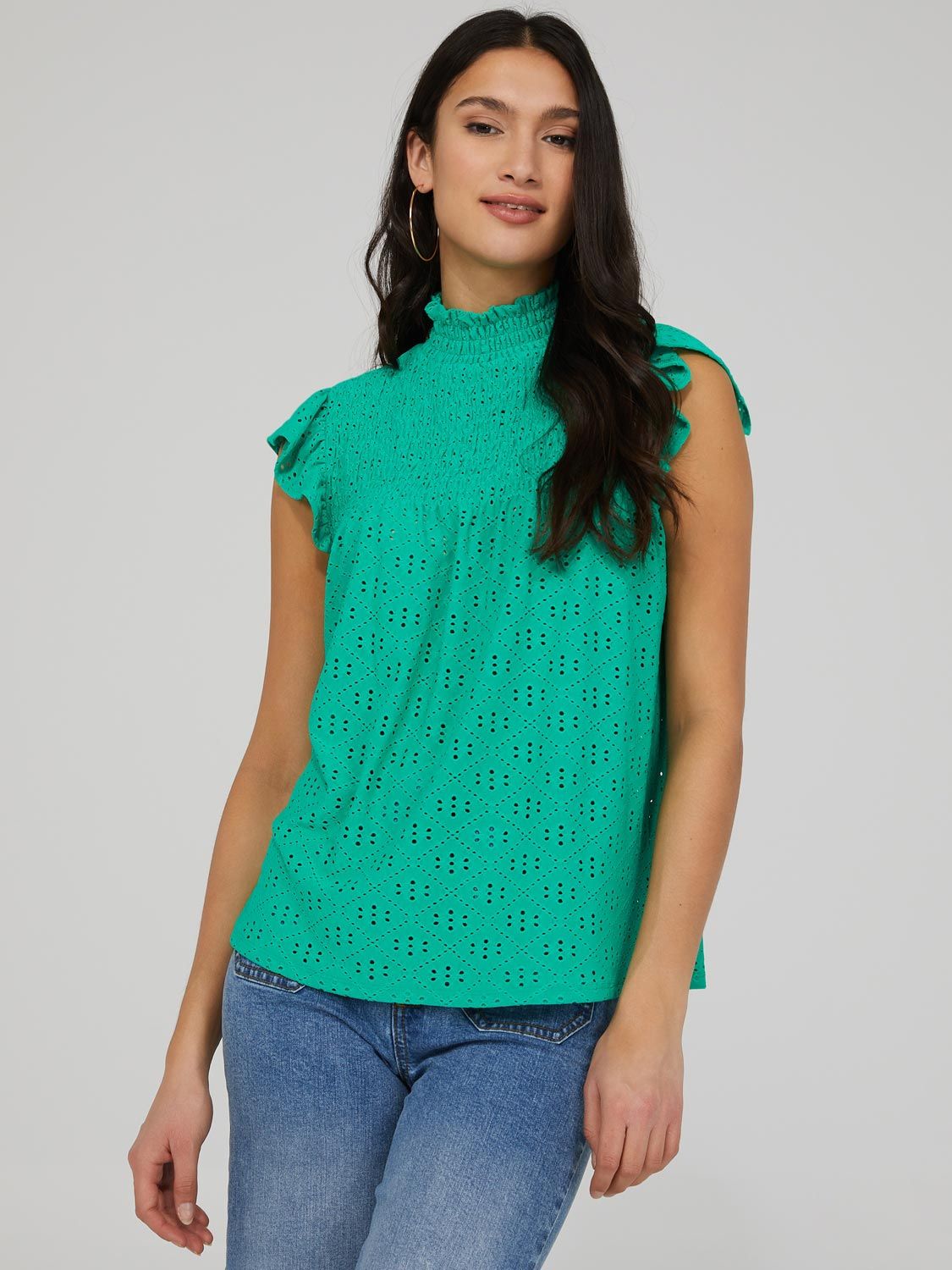Eyelet Mock Neck Top sold by Suzy Shier