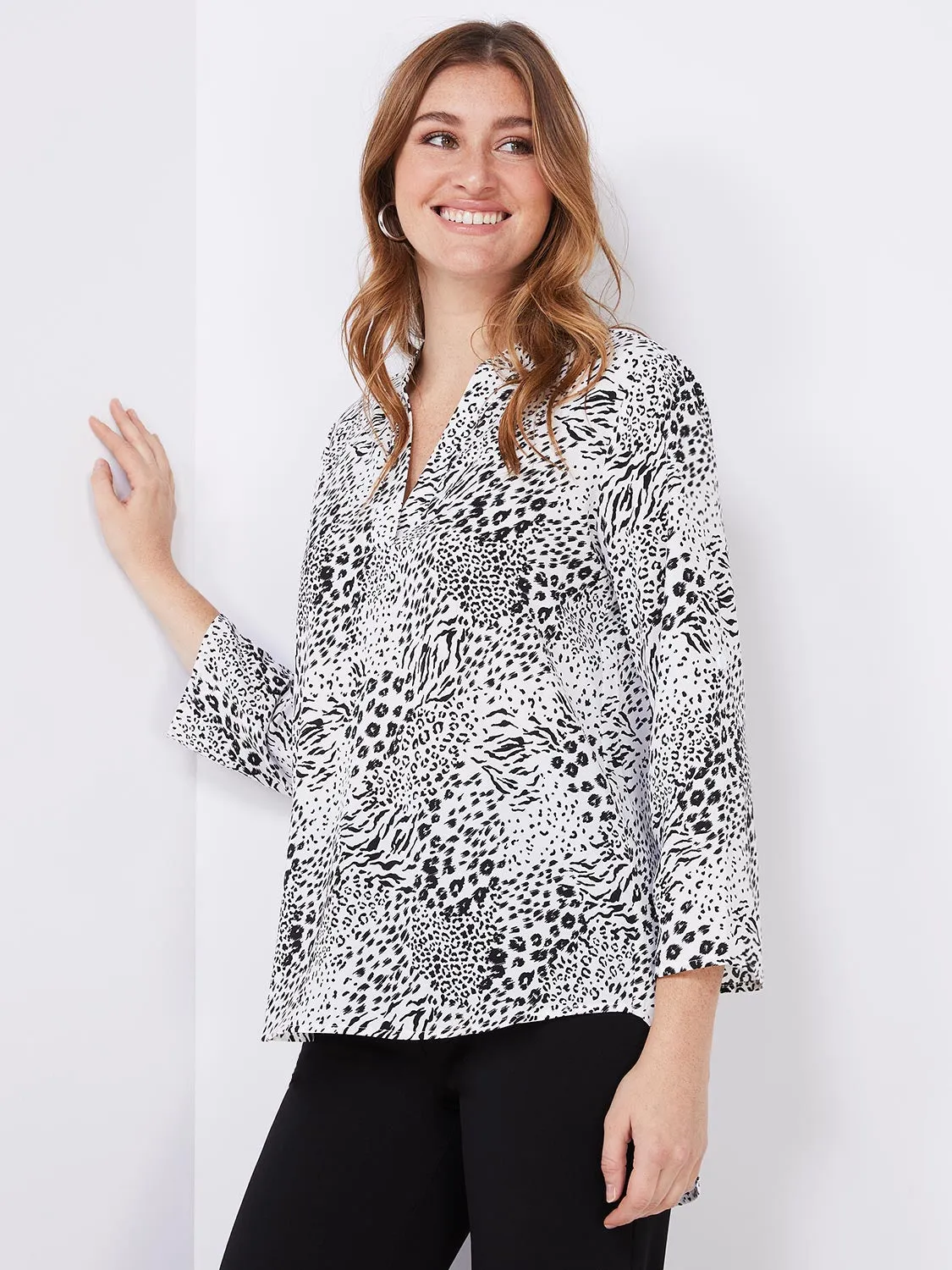 Printed Split Neck Blouse sold by Suzy Shier product image thumbnail 3