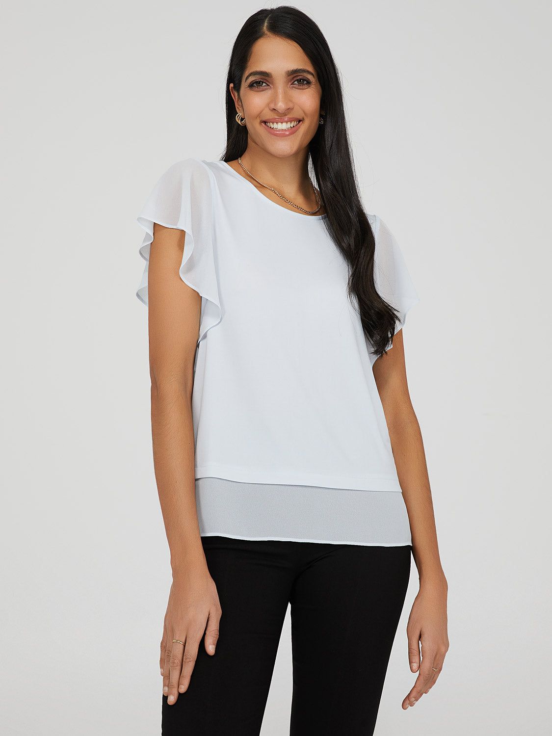 2-Fer Chiffon Crew Neck Top sold by Suzy Shier
