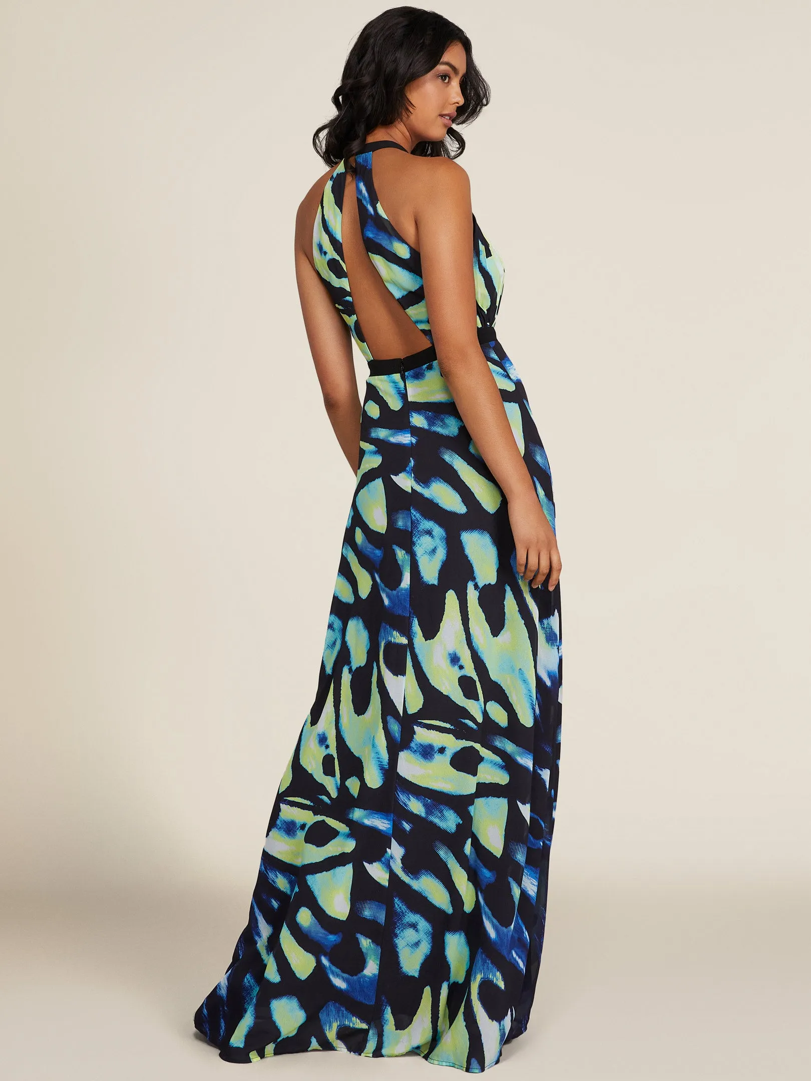 Printed Halter Top Chiffon Gown sold by Suzy Shier product image thumbnail 5