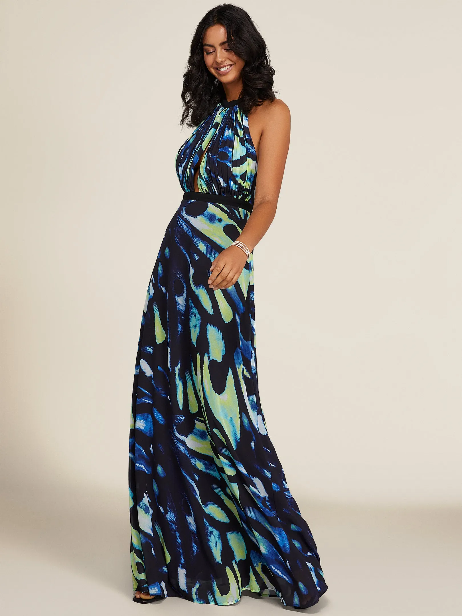 Printed Halter Top Chiffon Gown sold by Suzy Shier product image thumbnail 2