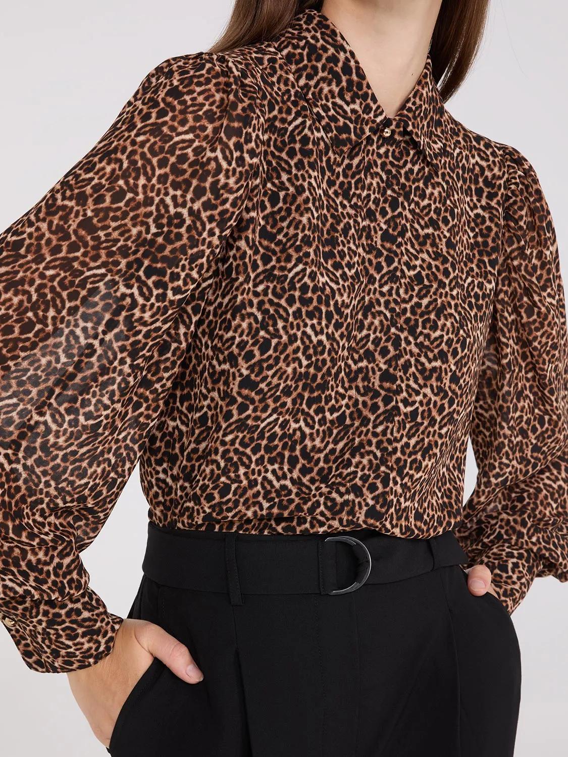 Animal Print Chiffon Volume Sleeve Blouse sold by Suzy Shier product image thumbnail 4