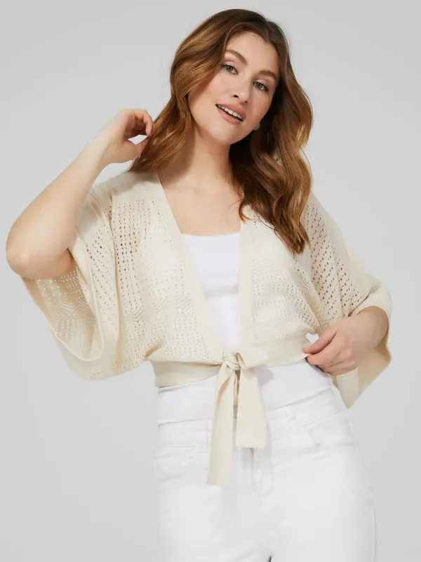 Shrug Sweater With Front Tie sold by Suzy Shier