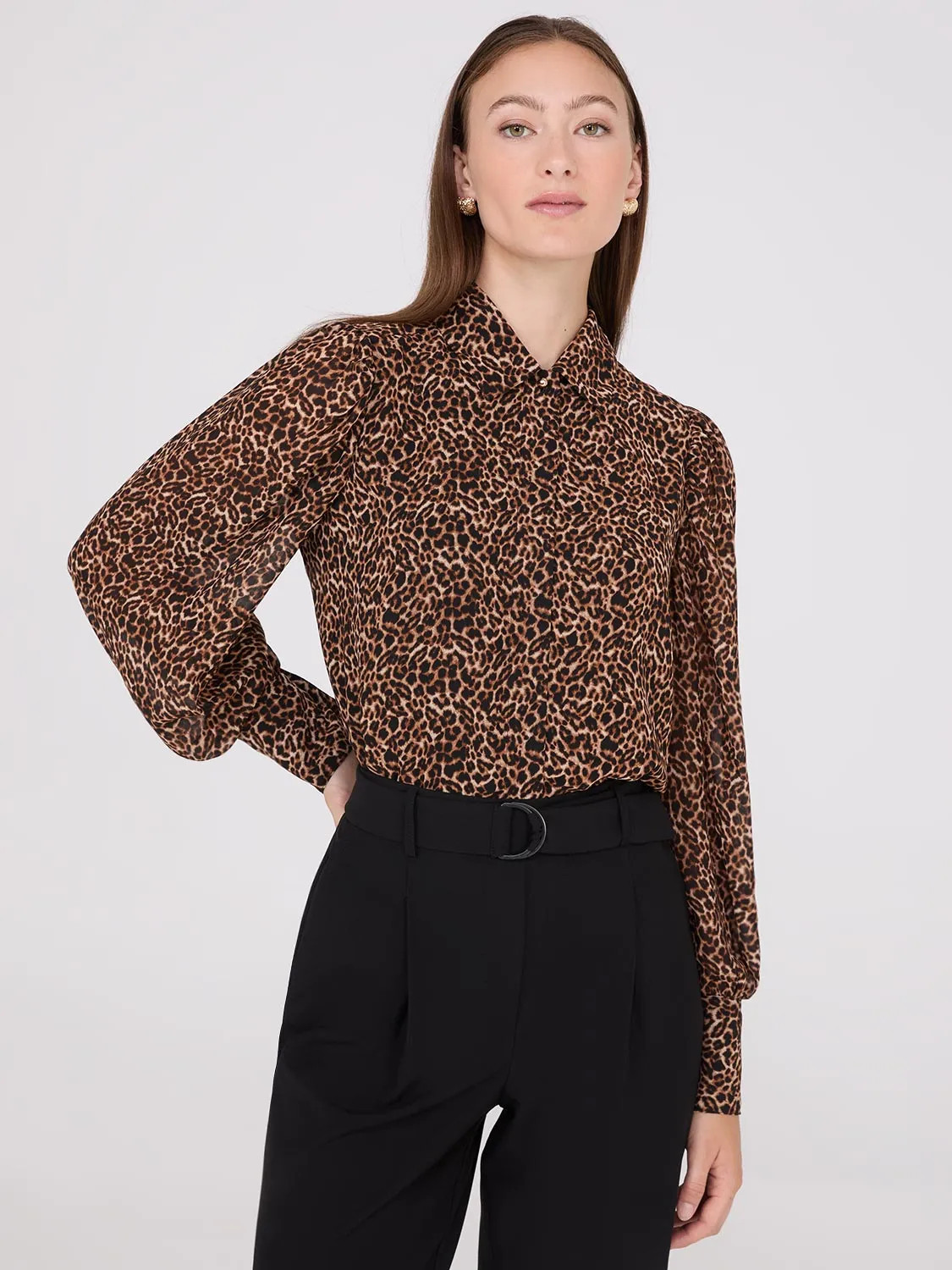 Animal Print Chiffon Volume Sleeve Blouse sold by Suzy Shier product image thumbnail 2