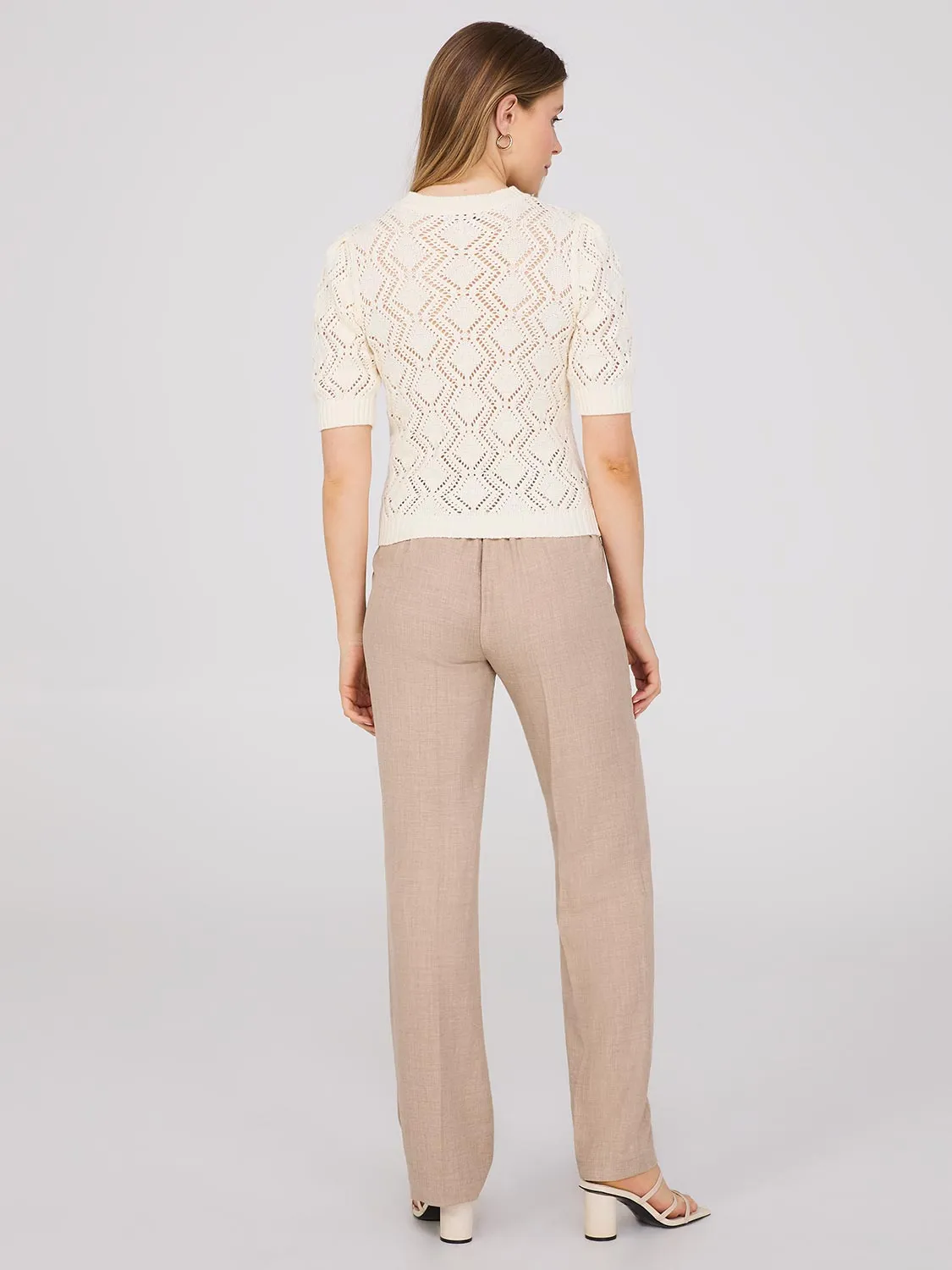 Short Sleeve Pointelle Sweater sold by Suzy Shier product image thumbnail 5