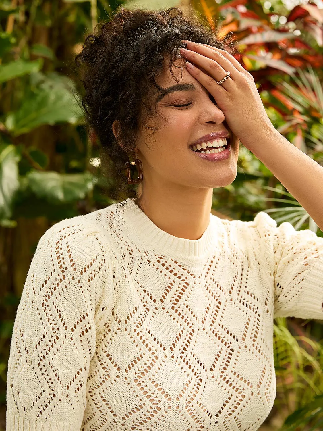 Short Sleeve Pointelle Sweater sold by Suzy Shier product image thumbnail 2